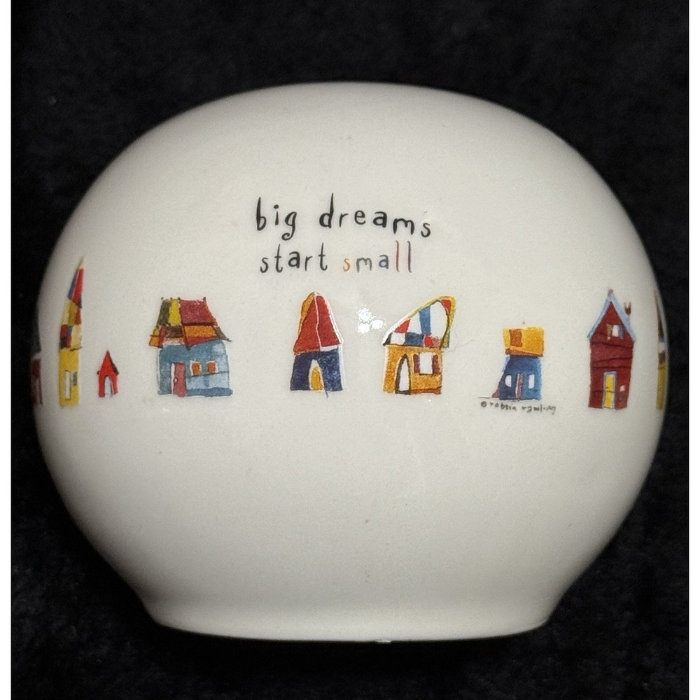 Natural Life Coin Bank Round "big dreams start small" Colorful Houses